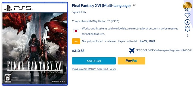 Final Fantasy XVI może być pierwszą grą z serii, która otrzyma polską wersję językową w postaci napisów [2]