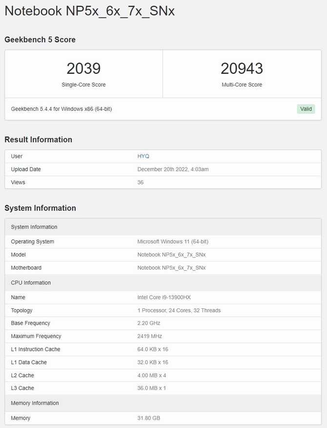 Intel Core i9-13900HX w wielowątkowym teście GeekBench radzi sobie lepiej od Core i9-12900K i AMD Ryzen 9 7900X [2]