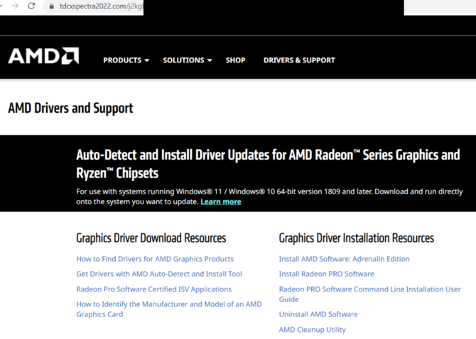 Beware of fake links to AMD Radeon graphics drivers.  Google search can lead you astray [3]
