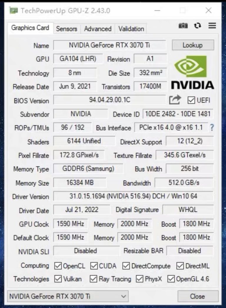 NVIDIA GeForce RTX 3070 Ti 16 GB - karta graficzna rzeczywiście była w ...