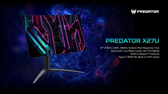 Acer Predator X27U oraz X45 - nowe monitory z panelami OLED 240 Hz. Przełączniki KVM oraz zakrzywienie 800R [2]