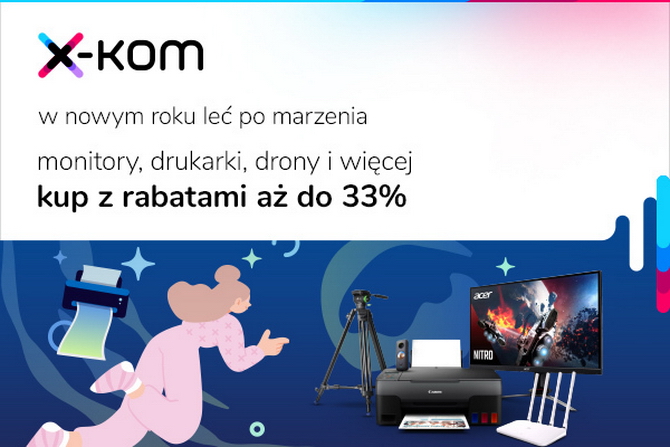 Niższe ceny na laptopy ACER, Dell, ASUS, Lenovo i inne. Taniej także drukarki, monitory i routery. Noworoczne promocje x-kom [nc1]