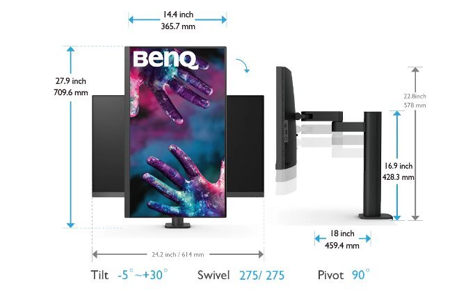 BenQ PD3205UA i PD2705UA 4K liquid crystal - nowe monitory 4K z HDR i z ergonomicznym ramieniem dla projektantów [4]