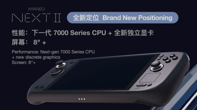AYANEO NEXT II will receive a completely new version with AMD Ryzen 7000 Next-gen processors and discrete graphics [1]