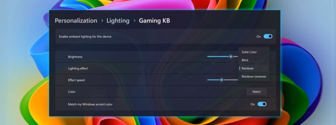 Windows 11 może wkrótce samodzielnie sterować podświetleniem LED RGB. Dodatkowe oprogramowanie nie będzie już potrzebne? [2]