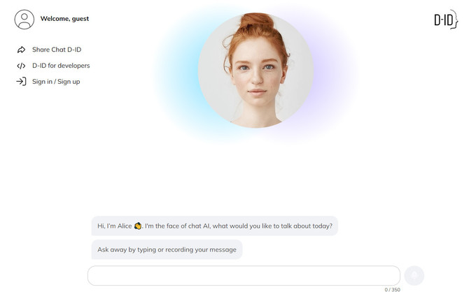 Coraz bardziej ludzka komunikacja z ChatGPT dzięki Chat D-ID. Możemy już porozmawiać z SI twarzą w twarz [2]
