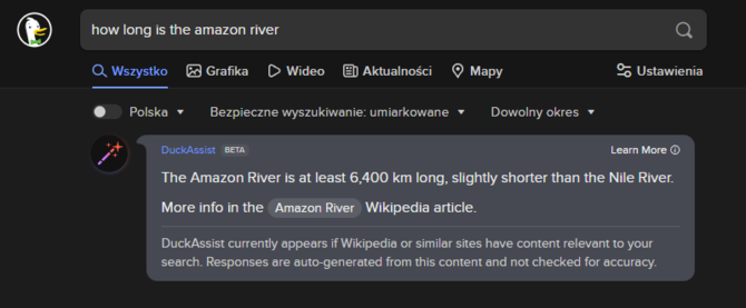 DuckDuckGo prezentuje DuckAssist. Nowe narzędzie wykorzystuje AI i Wikipedię do generowania odpowiedzi [3]