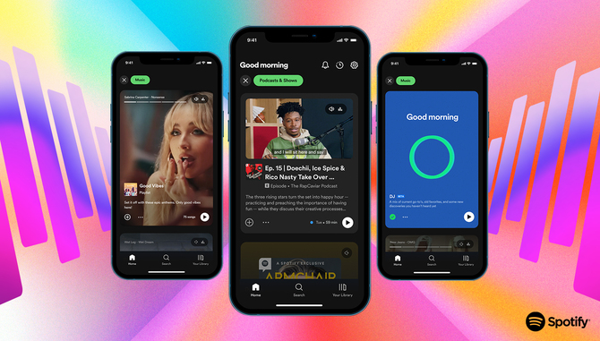 Spotify zmienia wygląd aplikacji mobilnej. Można zauważyć wyraźną inspirację TikTokiem i Instagramem [3]
