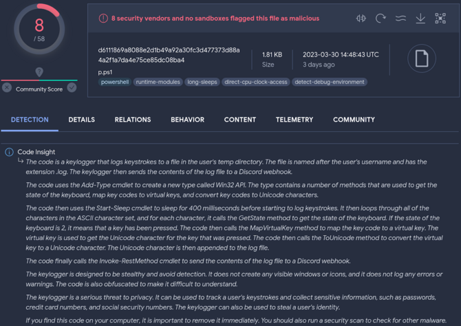 VirusTotal is a file security assessment tool.  Now it has a new feature based on artificial intelligence [2]