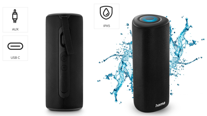 Hama Pipe 3.0 - premiera nowego przenośnego głośnika Bluetooth 5.0 z podświetleniem RGB i certyfikatem wodoodporności IPX5. [2]