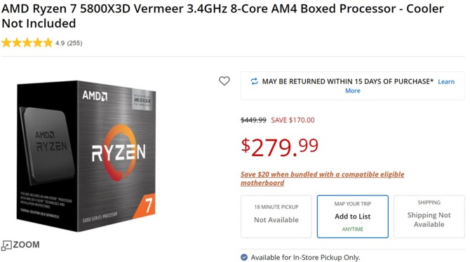 AMD Ryzen 7 5800X3D jest coraz tańszy. Jeden z najmocniejszych gamingowych chipów doczekał się sporych obniżek [4]