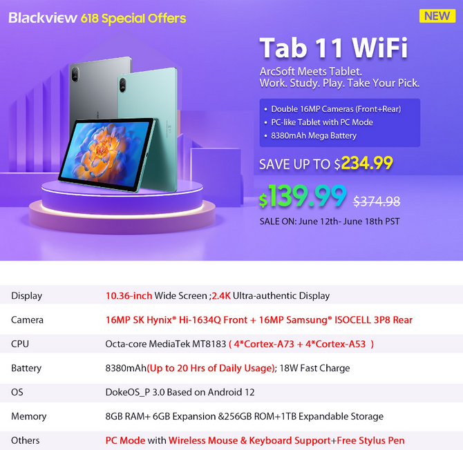 Festiwal zakupów Blackview - Niższe ceny na smartfony, tablety, słuchawki bezprzewodowe i mini-komputery [nc1]