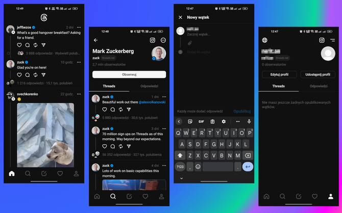 Threads w ciągu 4 dni zyskał 100 mln użytkowników. Z łatwością możemy zacząć korzystać z aplikacji z Polsce [3]