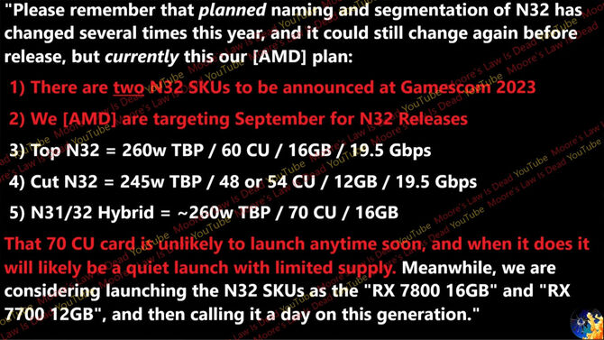 AMD Radeon RX 7800 oraz Radeon RX 7700 - karty graficzne z układami NAVI 32 mogą pojawić się we wrześniu [2]