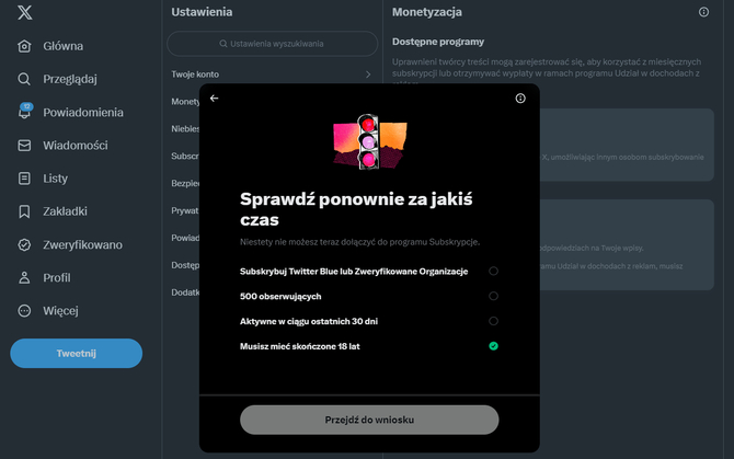 X (Twitter) oficjalnie udostępnił użytkownikom możliwość zarabiania na platformie. Jakie są wymagania? [3]