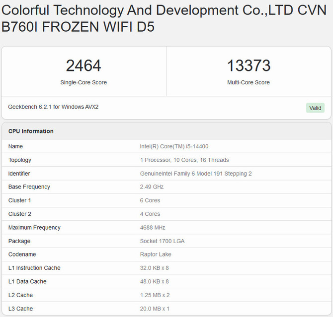 Intel Core i5-14400 przetestowany w Geekbench 6 na kilka miesięcy przed oficjalną premierą [2]