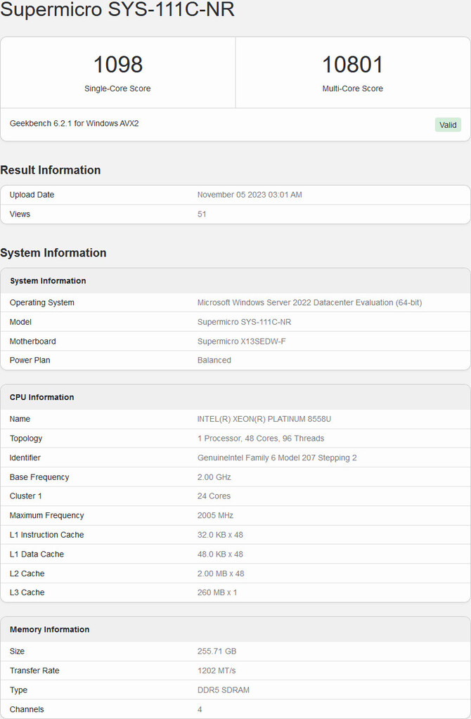 Intel Xeon Platinum 8558U pojawił się w bazie danych Geekbench 6. Poznaliśmy jego specyfikację [2]