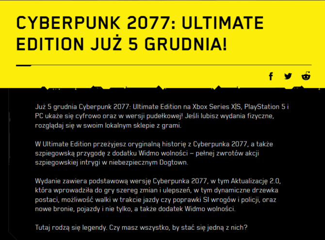 Cyberpunk 2077: Ultimate Edition zapowiedziane. Wiemy kiedy dokładnie zadebiutuje zbiorcze wydanie gry [2]