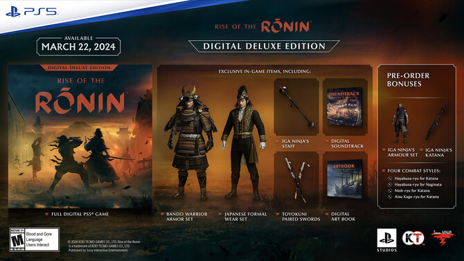 Rise of the Ronin - nowa gra twórców serii Nioh zadebiutuje na PlayStation 5 już w marcu 2024 roku [4]