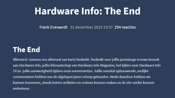 Hardware.info kończy działalność. Holendrzy tracą jeden z największych serwisów technologicznych [1]