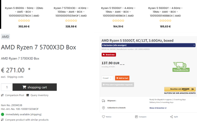 Procesory AMD Ryzen 7 5700X3D, Ryzen 5 5600GT i 5500GT pojawiają się w ofertach europejskich sklepów [5]