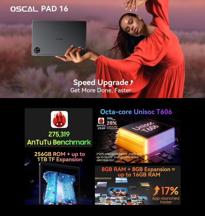 Tablet Ocal Pad 16 w gorącej promocji! Podstawowa wersja 8/256 GB dostępna za 150 USD [5]