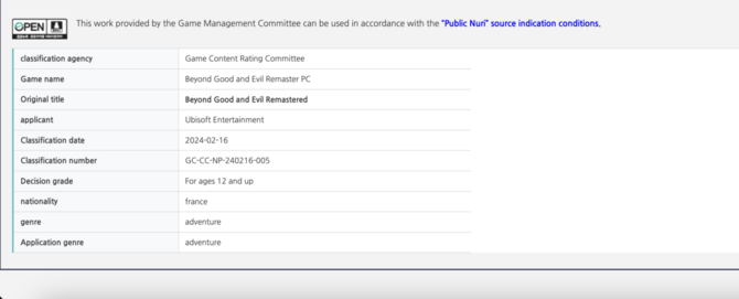Beyond Good & Evil 20th Anniversary Edition - koreański odpowiednik PEGI ocenił nadchodzący remaster gry [2]