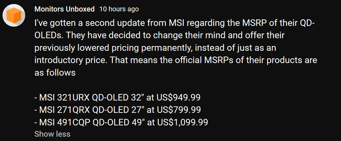 MSI MPG 321URX, MSI MPG 271QRX oraz MSI MPG 491QCP - poznaliśmy ceny najnowszych monitorów QD-OLED [2]