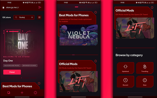 Opera GX - mobilna wersja przeglądarki internetowej otrzymuje funkcję GX Mods. Nadchodzi personalizacja na nowym poziomie [4]
