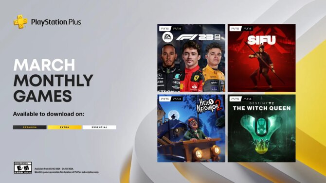 PS Plus Essential z mocną ofertą na marzec: Sifu, EA Sports F1 23, Hello Neighbour 2 i dodatek do Destiny 2 [3]