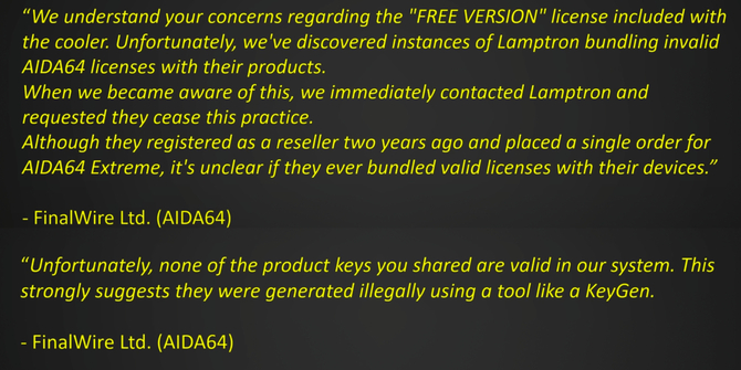 Der8auer expone el fraude masivo de Lamptron.  Los clientes pueden estar utilizando una versión ilegal de AIDA64 [2]