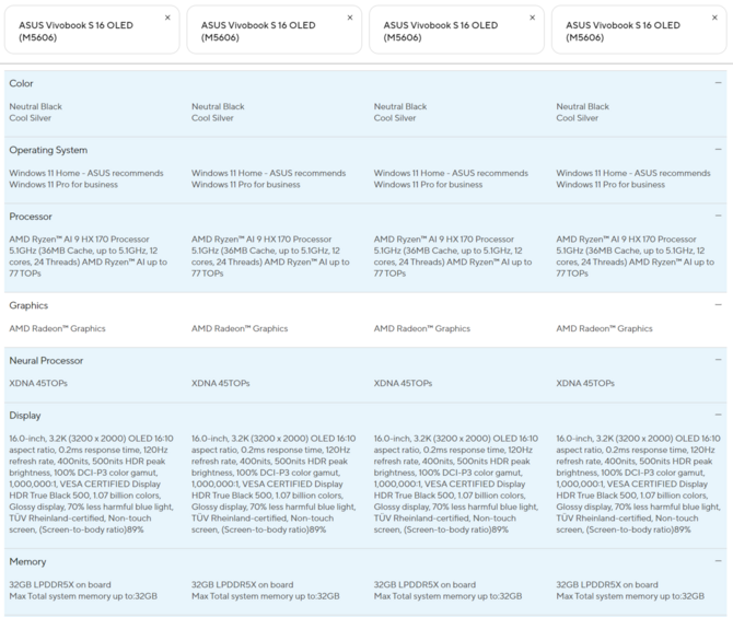 ASUS Vivobook S 16 OLED z AMD Ryzen AI 9 HX 170 - producent omyłkowo zdradził nowe nazwy procesorów Zen 5 [3]