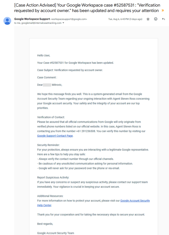 Gmail atakowany przez cyberprzestępców z użyciem AI. Pracownik Microsoftu ostrzega przed bardzo realistycznym scamem [3]