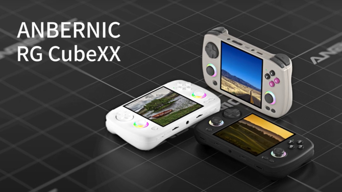 Anbernic RG CubeXX - chiński handheld do retro gier, który oferuje kwadratowy ekran, pojemny akumulator i podświetlane drążki [1]