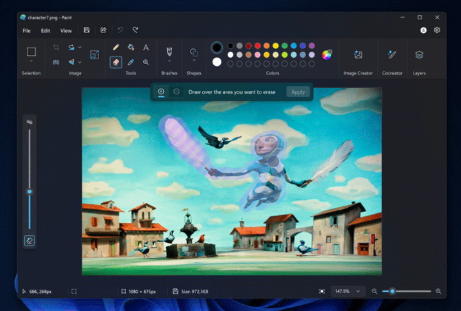 Paint prawie jak Photoshop. Program otrzymuje od Microsoftu funkcje AI, choć niektóre wymagają komputera Copilot+  [2]