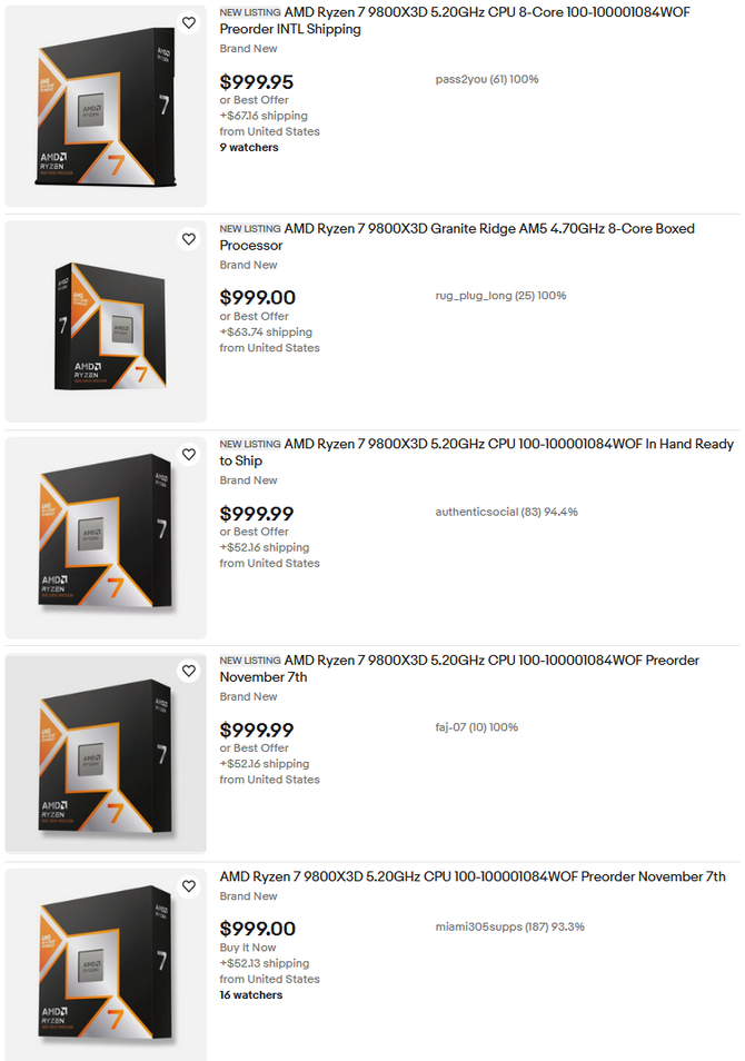 AMD Ryzen 7 9800X3D błyskawicznie znika z półek sklepowych. Problemy z dostępnością procesora pojawiły się w Europie i USA [2]
