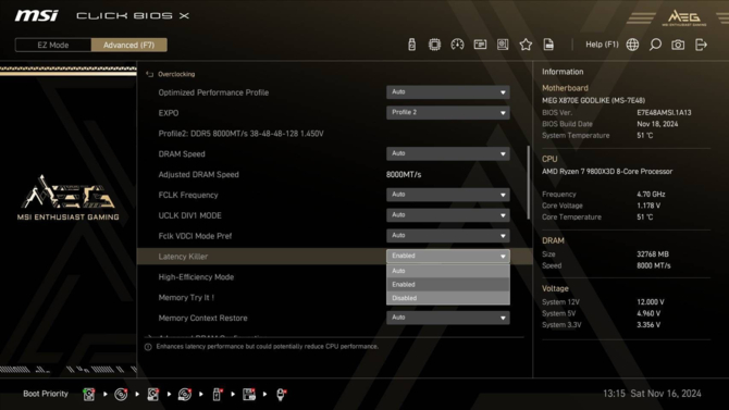 MSI implementuje w BIOS-ie płyt głównych X870E opcję, która ma zmniejszyć opóźnienia pamięci DDR5 [2]