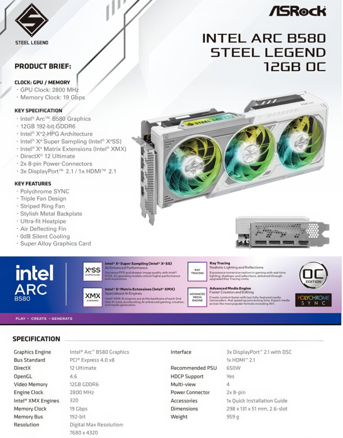 Intel ARC B580 oraz ARC B570 - Poznaliśmy specyfikację obu kart graficznych Battlemage. Potwierdzono również datę zapowiedzi [2]