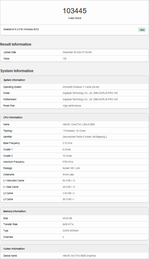 Intel ARC B580 z nowymi testami w programie Geekbench 6. Karta może nawiązać walkę z NVIDIA GeForce RTX 4060 [3]