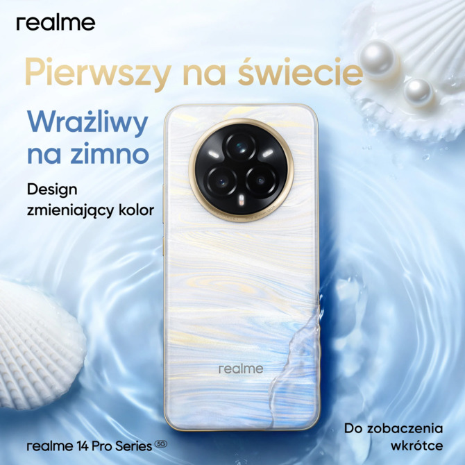 Smartfony z serii realme 14 Pro 5G mają asa w... obudowie z muszli. Zmiana temperatury wpłynie na jej kolor [2]