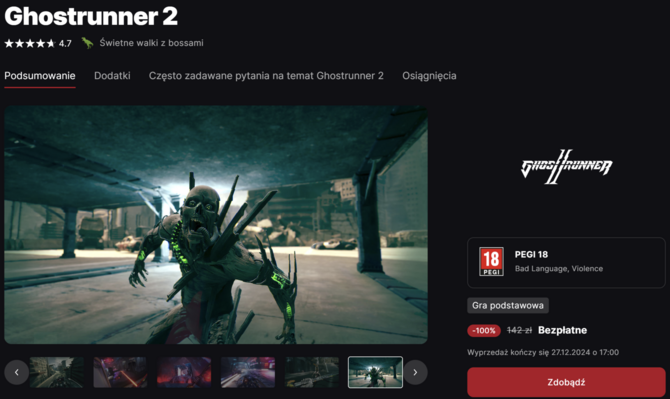 Ghostrunner 2 - polska gra w klimatach cyberpunku dostępna do odebrania za darmo w sklepie Epic Games Store [2]