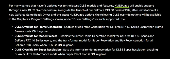 NVIDIA App dostanie nową funkcję DLSS Override, która pozwoli na obsługę DLSS 4 w nieaktualizowanych przez deweloperów grach [3]