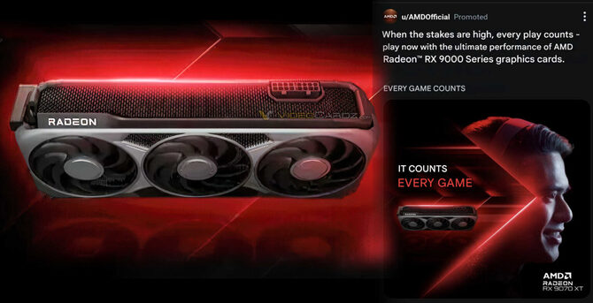 AMD wyjaśnia powód marcowej premiery kart graficznych Radeon RX 9070 (XT). Jednocześnie karty są promowane na Reddit [2]