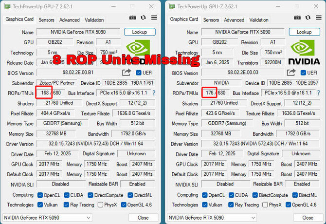 ZOTAC GeForce RTX 5090 SOLID - uwaga na brakujące jednostki ROP! Niektóre egzemplarze są wolniejsze od innych układów RTX 5090 [2]