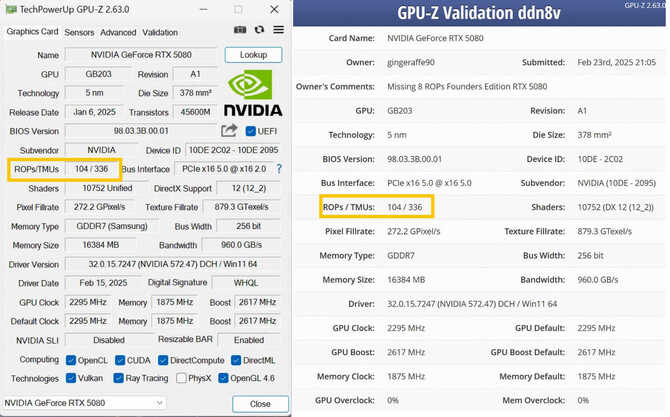 NVIDIA oficjalnie przyznała, że niektóre egzemplarze GeForce RTX 5080 posiadają niższą liczbę jednostek ROP [2]