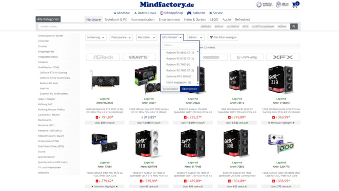 Mindfactory usuwa niemalże wszystkie pozycje nowych kart graficznych. Możliwe, że firma stała się niewypłacalna [3]