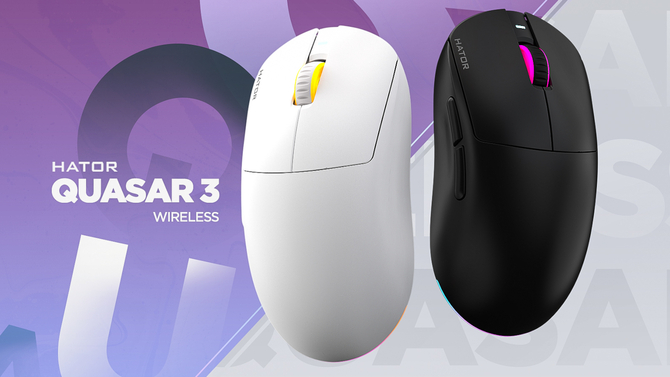 Myszki dla graczy HATOR Quasar 3 już w sprzedaży. Flagowy model oferuje sensor PixArt PAW 3950 i odświeżanie do 8000 Hz [4]