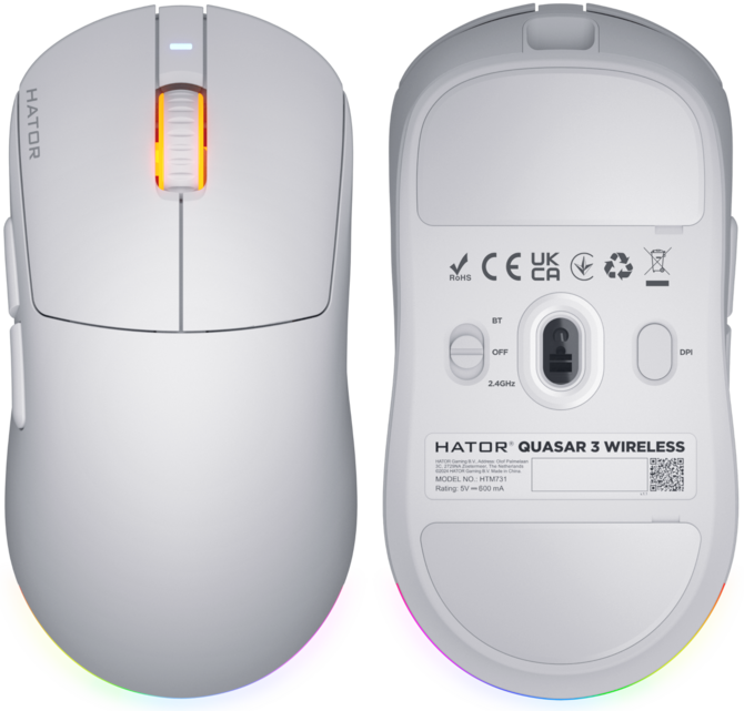 Myszki dla graczy HATOR Quasar 3 już w sprzedaży. Flagowy model oferuje sensor PixArt PAW 3950 i odświeżanie do 8000 Hz [10]