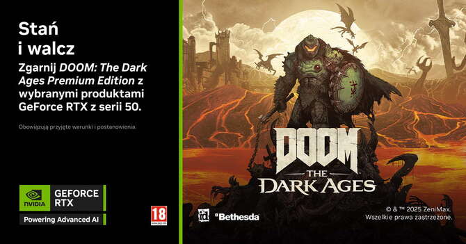 DOOM: The Dark Ages teraz za darmo przy zakupie kart NVIDIA GeForce RTX 5000 oraz laptopów z układami Blackwell [nc1]