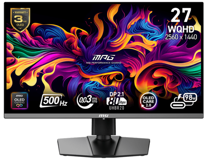 MSI MPG 272QR QD-OLED X50 wchodzi do oferty producenta. Monitor QD-OLED Quad HD z odświeżaniem 500 Hz [nc1]